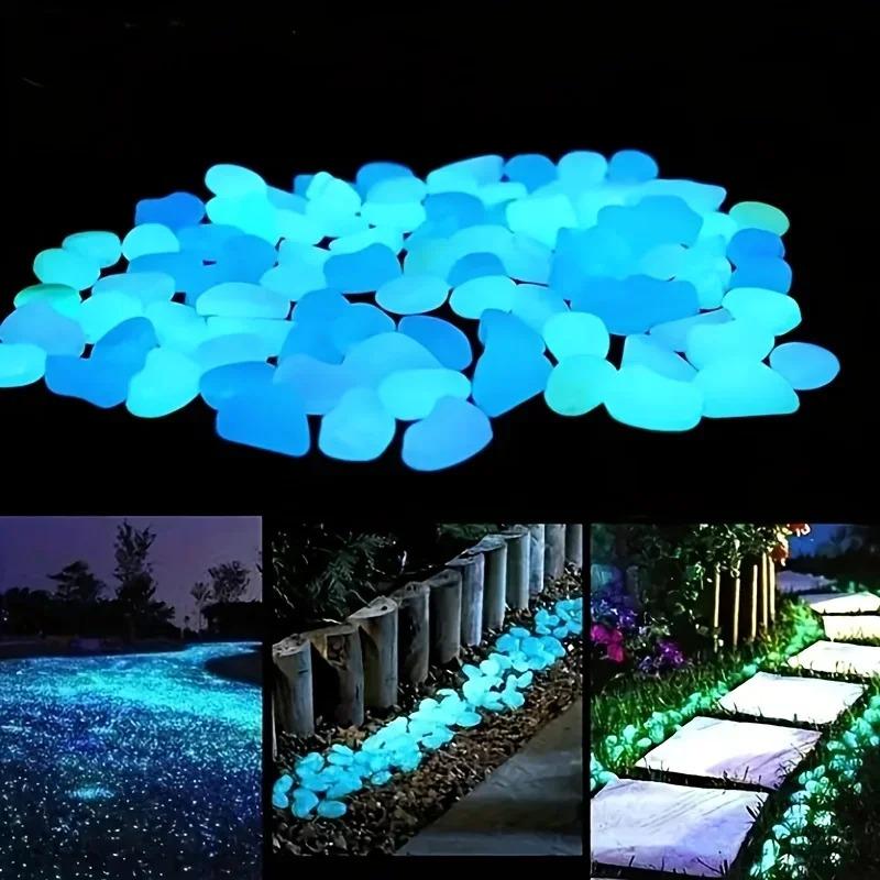 100pcs/bag Glow-in-the-Dark Pebbles Create A Magical Garden Aquarium Decoration Landscaping Or Wedding Decoration