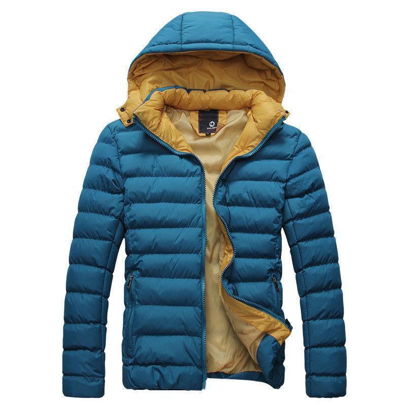 Mens Warm Winter Hooded Thick Padded Jacket Zipper Casual Parka Coat Outwear