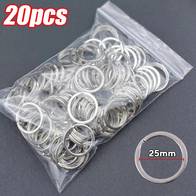 10-100 pezzi 25/30 mm Anelli Portachiavi in Acciaio Inossidabile Anelli Divisi Piatto Rotondo Portachiavi per Creazione Gioielli Portachiavi Lucidato DIY Componenti