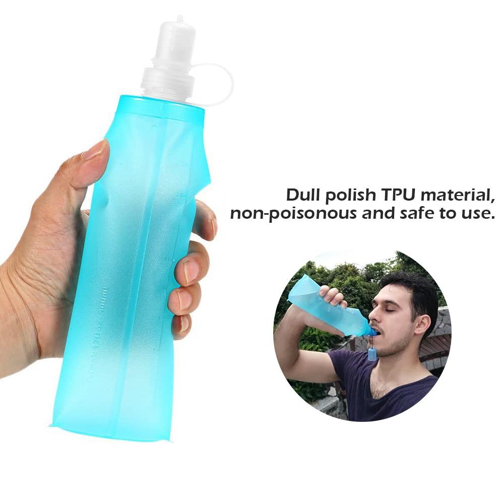 250/500 ml TPU Outdoor-Sportflasche Faltbare weiche Trinkflasche für Laufen, Camping, Wandern, Fahrrad, Fitness, Wasserbeutel