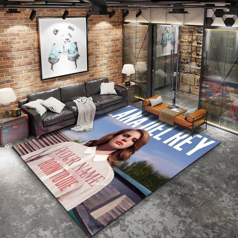 Lana Del Rey Fan Art Benutzerdefinierter Namens Teppich für Wohnzimmer Schlafzimmer Haus Sofa Dekoration Kinder Spiel Rutschfeste Fußmatte