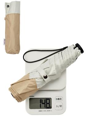 KIZAWA Folding Carbon 6 UV Light Suitable for Sun and Level 5 Water Full Light Heat and Heat Protection Beige X Parasol, Ultra-Lightweight Fiber,