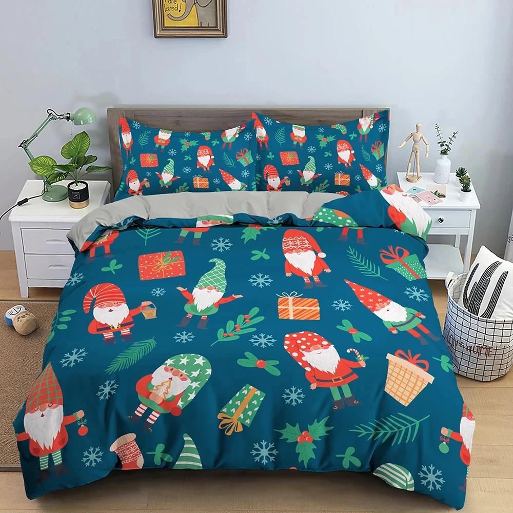 3D Merry Christmas White Bedding Sets Xmas Duvet/Quilt Cover Set Polyester Comforter Cover King Queen Full Twin Red Bow Beige