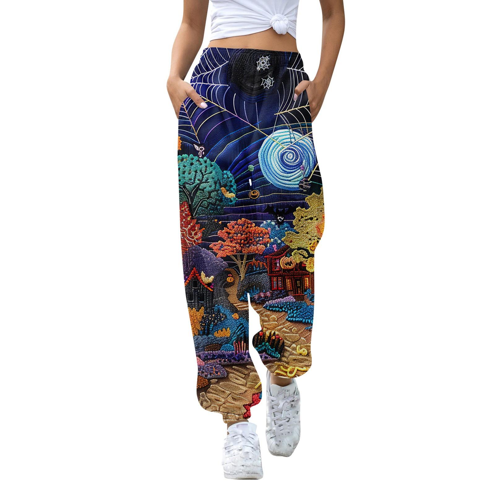 

Женские модные спортивные повседневные спортивные штаны с карманами и шнурком с принтом XXXL