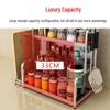 Stainless Steel 2-Tier Kitchen Spice Rack with Knife & Chopstick Holder