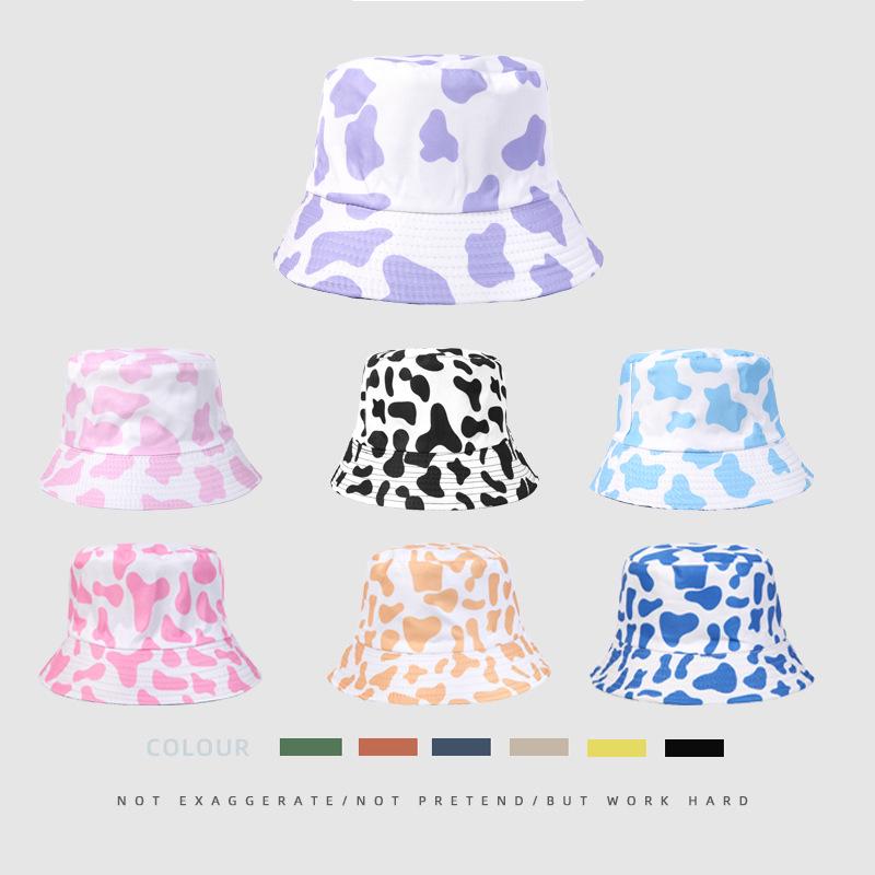 

Unisex Double-Sided Cow Print Bucket Hat - Casual Fisherman Style One Size