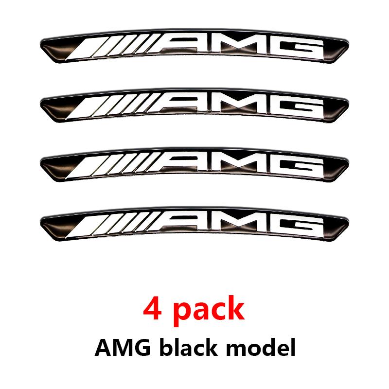 4Pcs Aluminum Black Silver Wheel Rim Hub Center Cap Badge Steering Wheel Emblem Sticker For Mercedes Benz AMG Styling Accessory