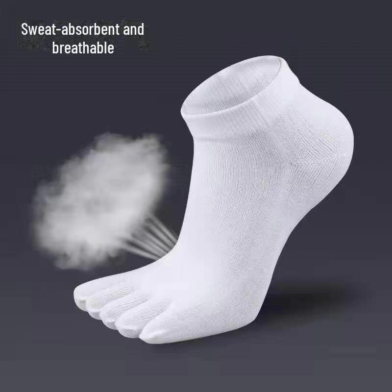 Șosete bărbați din bumbac cu cinci degete, cu degete despicate, respirabile și absorbante de transpirație pentru sporturile de toamnă și iarnă, culori uni