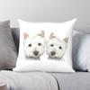 Two Cute Westie Dogs Square Pillowcase Polyester Linen Velvet Printed Zip Decor Pillow Case Sofa Seater Cushion Cover 18"