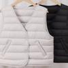 High-end Light Luxury Goose Down~ New Women's Bottom V-neck Down Vest, Light and Slim Women's Collarless Vest