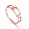 Simple Rectangle Chain Women's Ring Kpop Stainless Steel Rose Gold Finger Rings Jewelry Gift