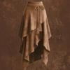 New Women's Vintage Western Irregular Rope Tie-Waist Fringed Faux Fur Midi Skirt