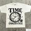ENDLESS CYCLE Vintage Existential Dark Art Unisex Baumwoll-T-Shirt mit Retro-Zeitmuster Retro Streetwear Tee