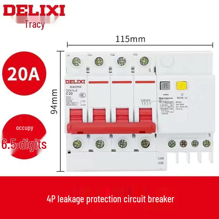 Delixi DZ47sLE Air Switch Circuit Breaker with Leakage Protection (1-4P, Single/Three-Phase, N)