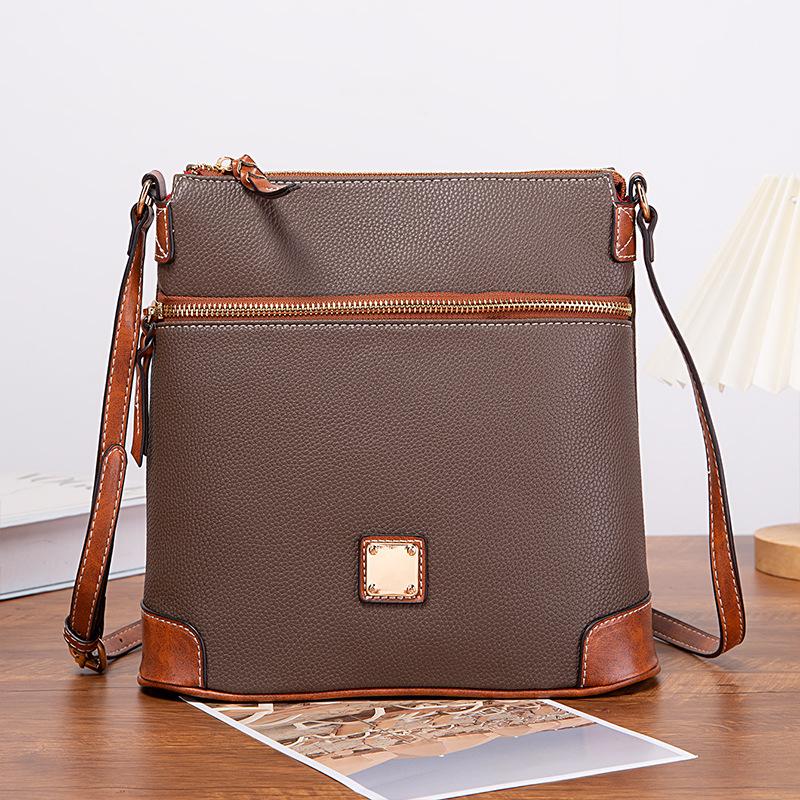 Dámská taška Vintage Pebbled Lychee Grain Textura Crossbody taška Vícebarevná dámská taška