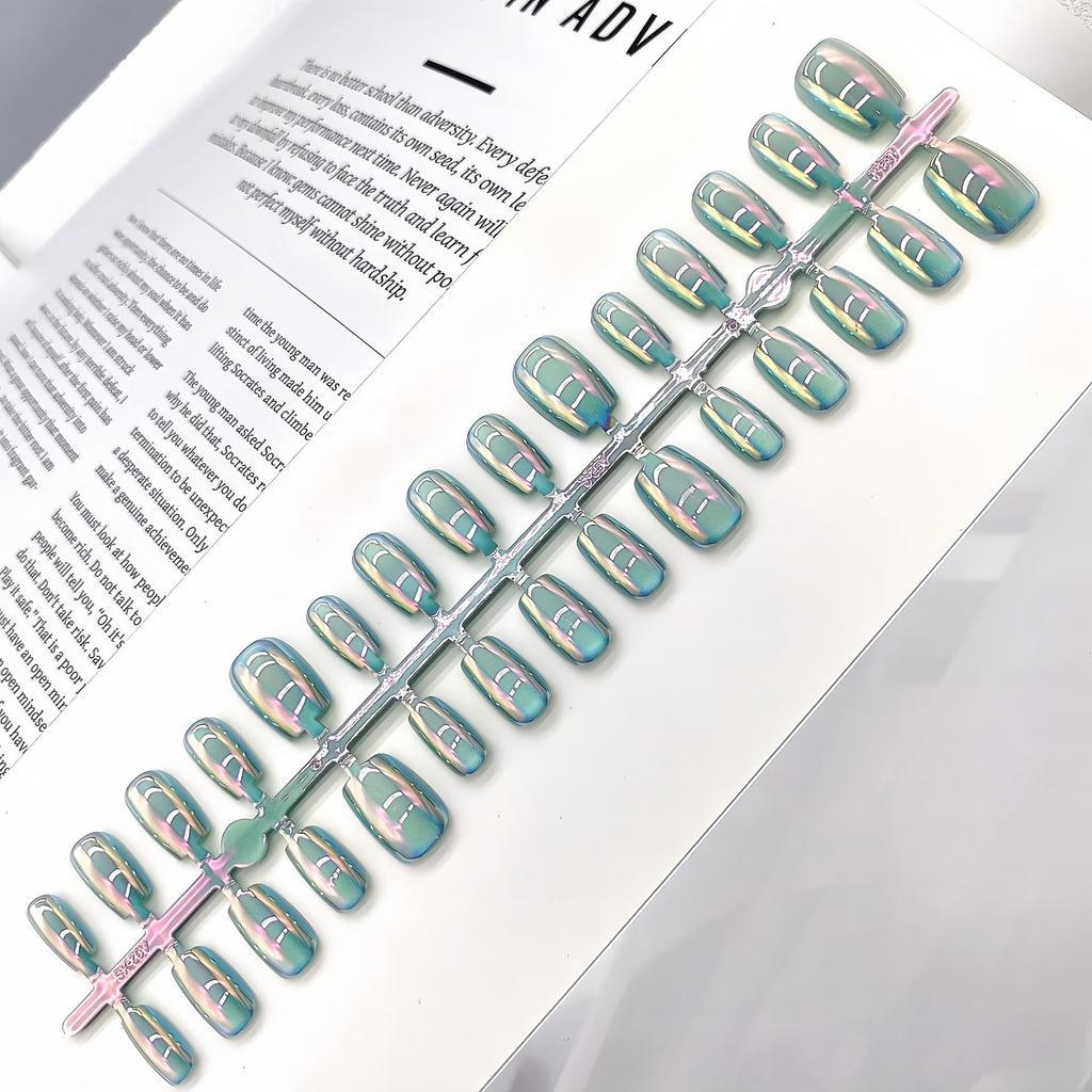 Aurora Cat-Eye Gradient Blush Electroplated Nail Tips