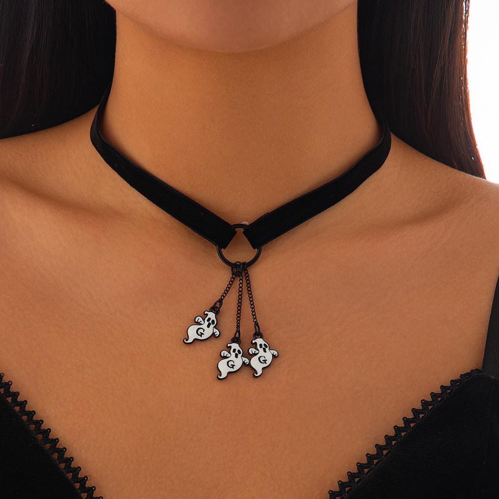 Accessories, Gothic Party Crescent Moon Necklace, Sweet Halloween Pumpkin Ghost Choker Necklace