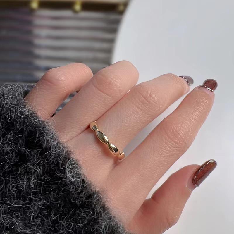 Retro Temperament High-Grade Versatile Bamboo Joint Drip Glaze Open Ring Women'S Niche Fashion Hong Kong Style Index Finger Ring