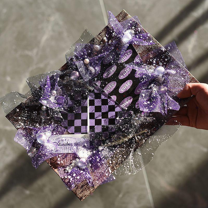 Purple Anime Ita Bag DIY Materials: Lazy Tie & Black/White Background Boards Set