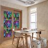 Retro Flowers Colorful Stained Glass Window Film Pattern Non-adhesive Window Decals Static Clings Non-Adhesive Window Stickers