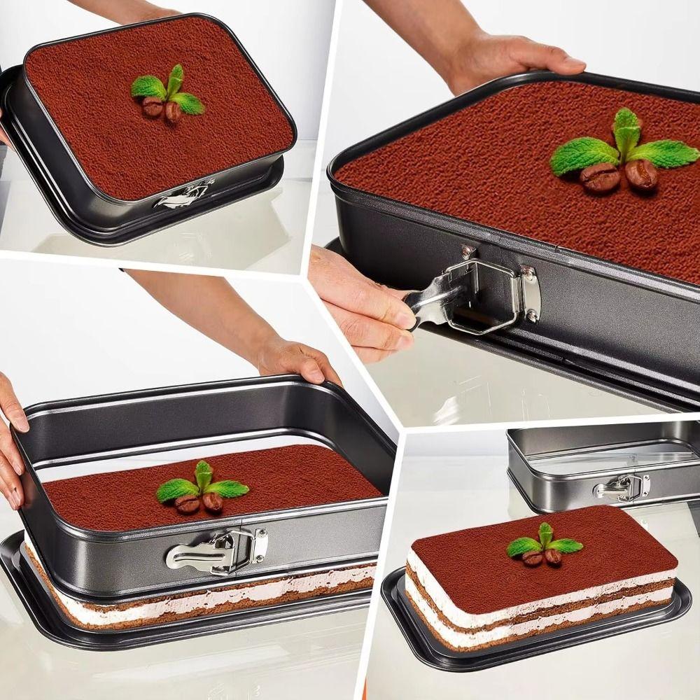 Non-Stick Coating Rectangular Cake Pan with Buckle Cheesecake Baking Mould  Pastry Making