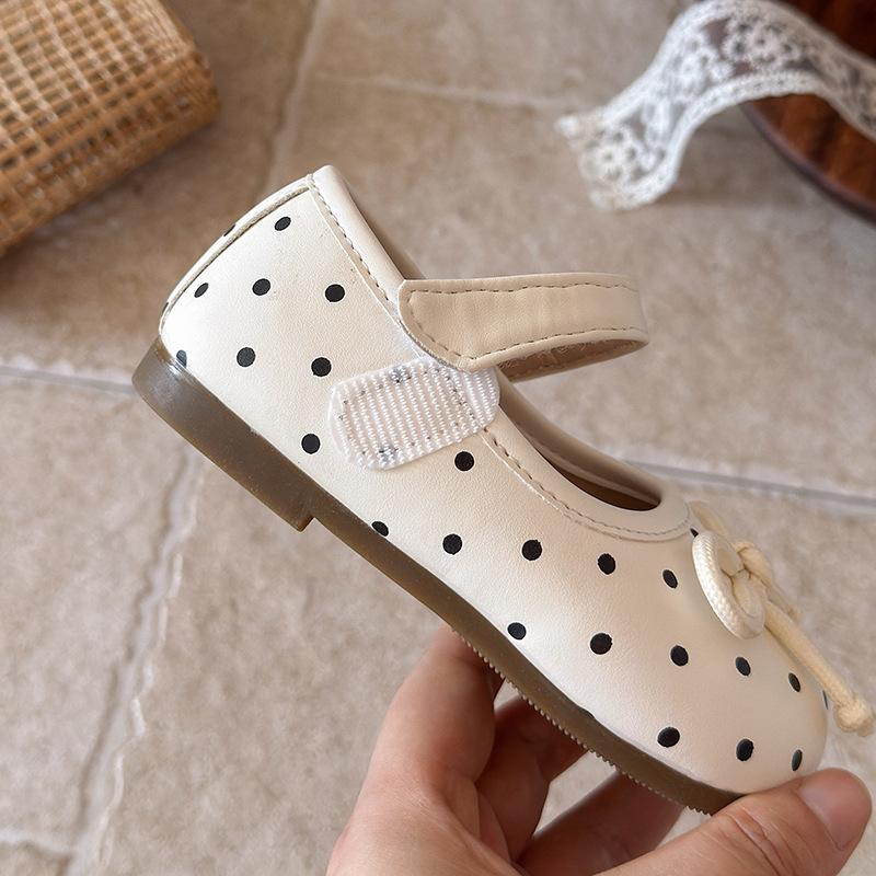 Girls' Korean-style Ballet Flats with a Bow detail2026Spring and Autumn New Soft Sole Slip-On Loafers Leather Shoes