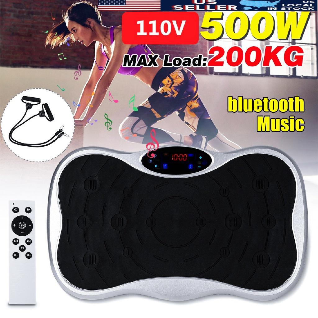 Exercise Fitness Slim Vibration Machine 200KG/441LBS Trainer Plate Platform Body Shaper Remote Control with Resistance 500W