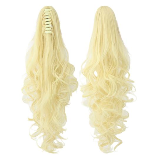 Pinza de cola de caballo rizada larga para mujer, extensiones de cabello postizas naturales sintéticas, postizos resistentes al calor