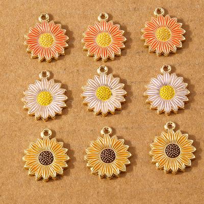 10pcs Cute Enamel Sunflower Charms Pendants for Necklace Bracelet Earrings DIY Jewelry Making Accessories Supplies