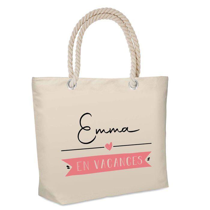 Sac de plage - PLANETEE - Emma en Vacances - Coton - Imprimé en France - Grande contenance
