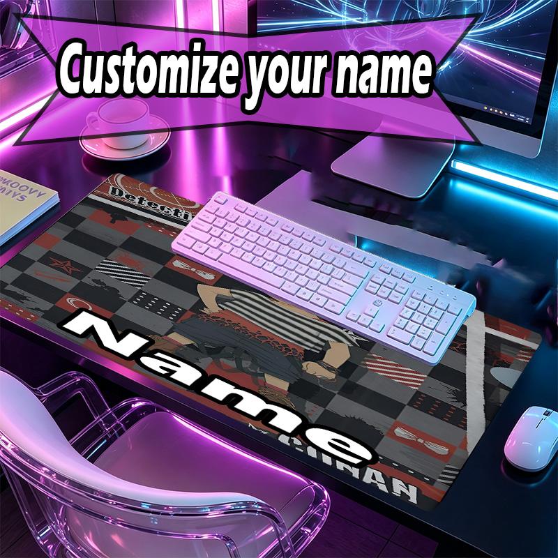 Custom Name Personalized Detective Conan Pattern Mousepad, Laptop PC Desk Mat, Decorative Desk Mat for Home Keyboard Pad Gift