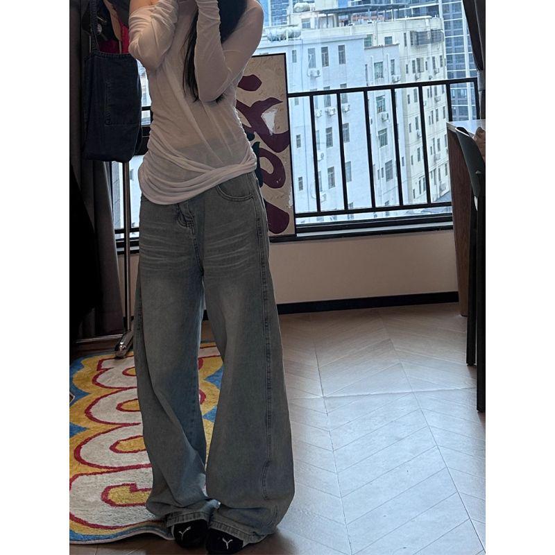 Plus Size Women's Retro Scimitar Embroidered Wide-Leg Jeans