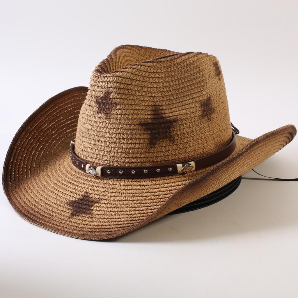 Popular Sombrero de Paja de Vaquero Occidental Moda para Hombres y Mujeres Sombrero de Paja para Sombra Sombrero de Vaquero Occidental Clásico para Exteriores