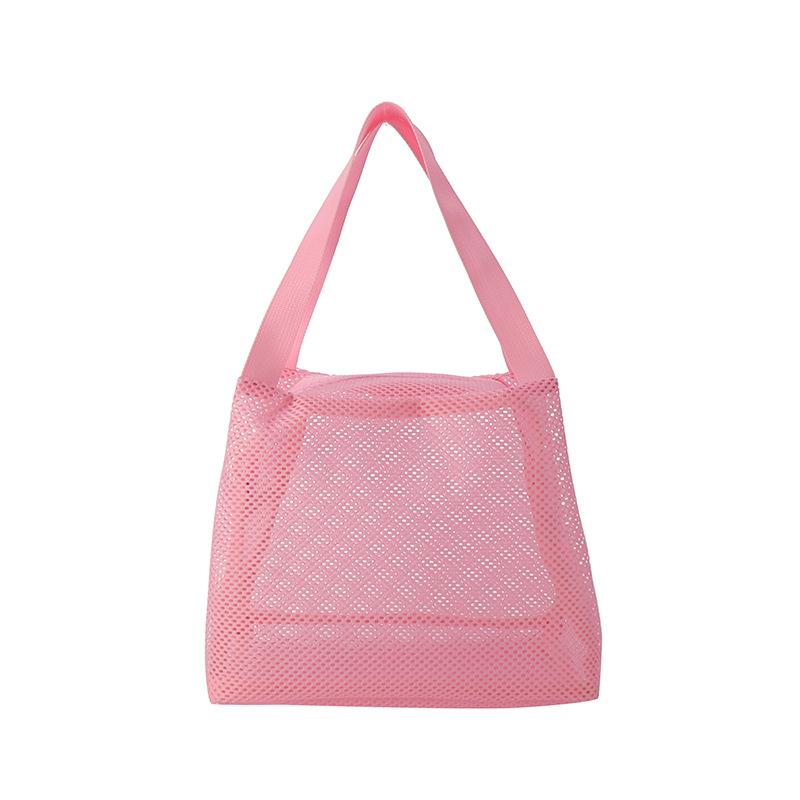 Large Capacity Mesh Bag with handle Travel Toiltery Makeup Bag Portable Beach Bag Cosmetic Zipper Pouch Shopping Bag