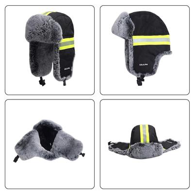 Gorro Trapper Reflectante de Invierno para Ciclismo Alta Visibilidad Cálido Térmico Peludo Orejeras Gorros con Gafas Desmontables