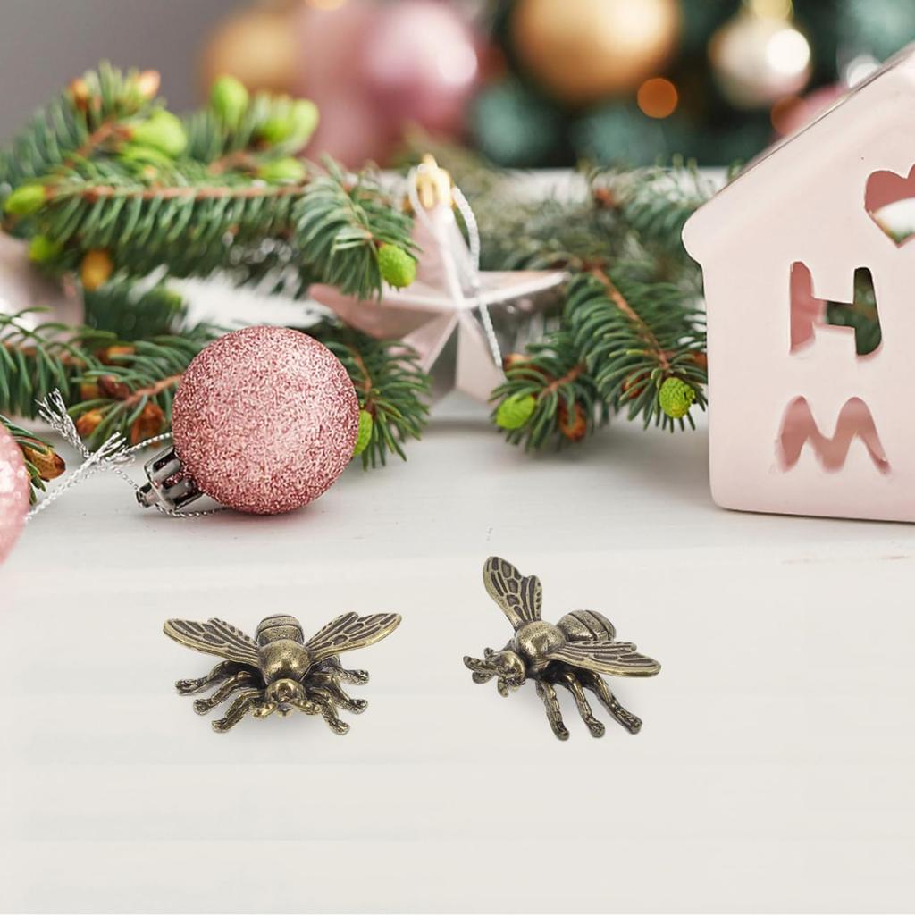 Creative Small Bee Statues Honeybee Figurines Miniatures DIY Craft Animal Ornament Desktop Decoration for Living Room Office