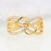 Huitan Trendy Cross Rings Women Wedding Bands Accessories with Dazzling CZ Twist Modern Fashion Female Jewelry