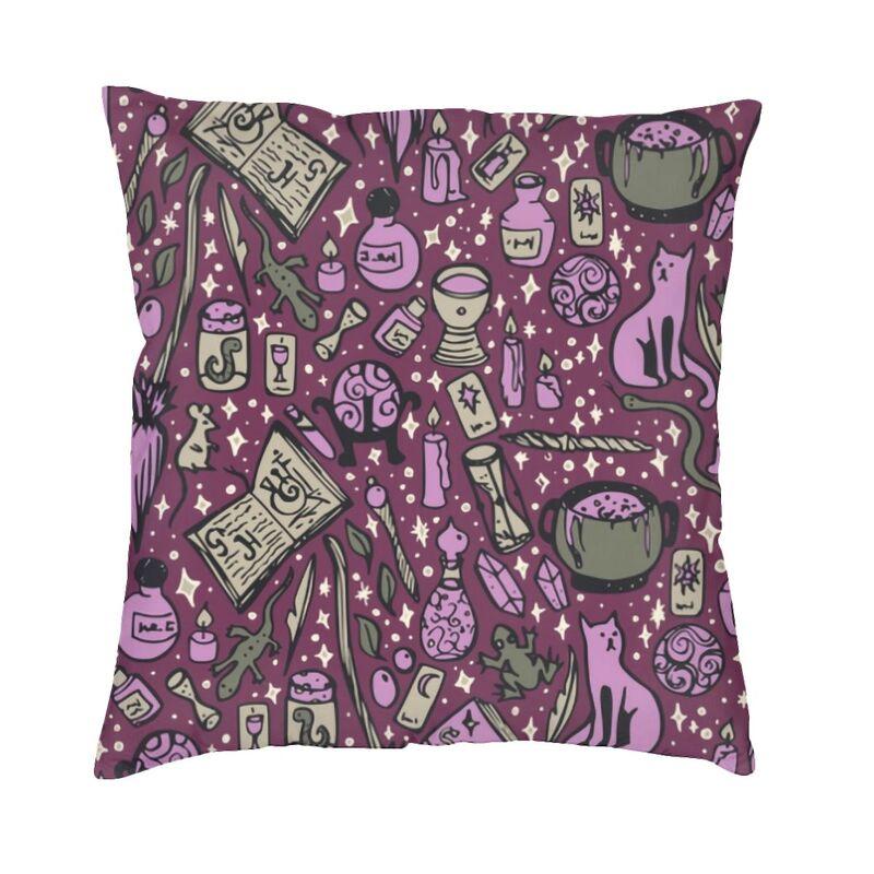 Halloween Witchcraft Witch Cushion Cover Soft Gothic Crow Cat Throw Pillow Case for Sofa Square Pillowcase Bedroom Decoration