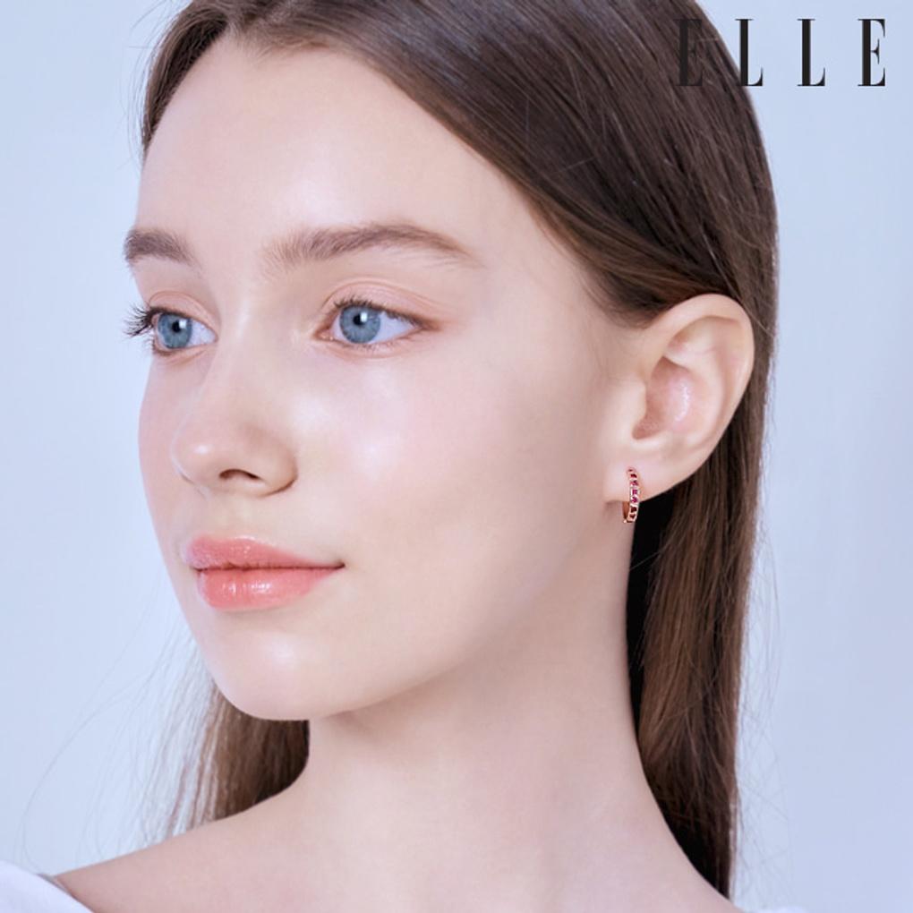 14K Colorful Ring One-Touch Earrings (Gold Pin) ELGPEE428