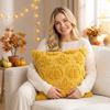 Pumpkin Maple Leaf Plush Cover 45*45cm, Without Insert, for Halloween Fall Party Sofa Cushion Decoration