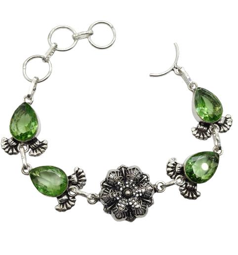 Peridot Gemstone Silver Plated Handmade Bracelet Jewelry BR 76