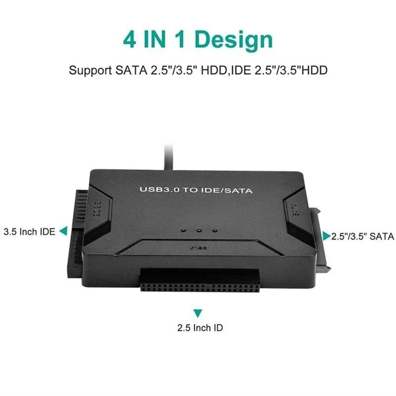 USB 3.0 To SATA IDE Hard Disk Adapter Converter Cable 3 In 1 IDE SATA Adapter for 3.5 2.5 Inch HDD/SSD CD DVD ROM
