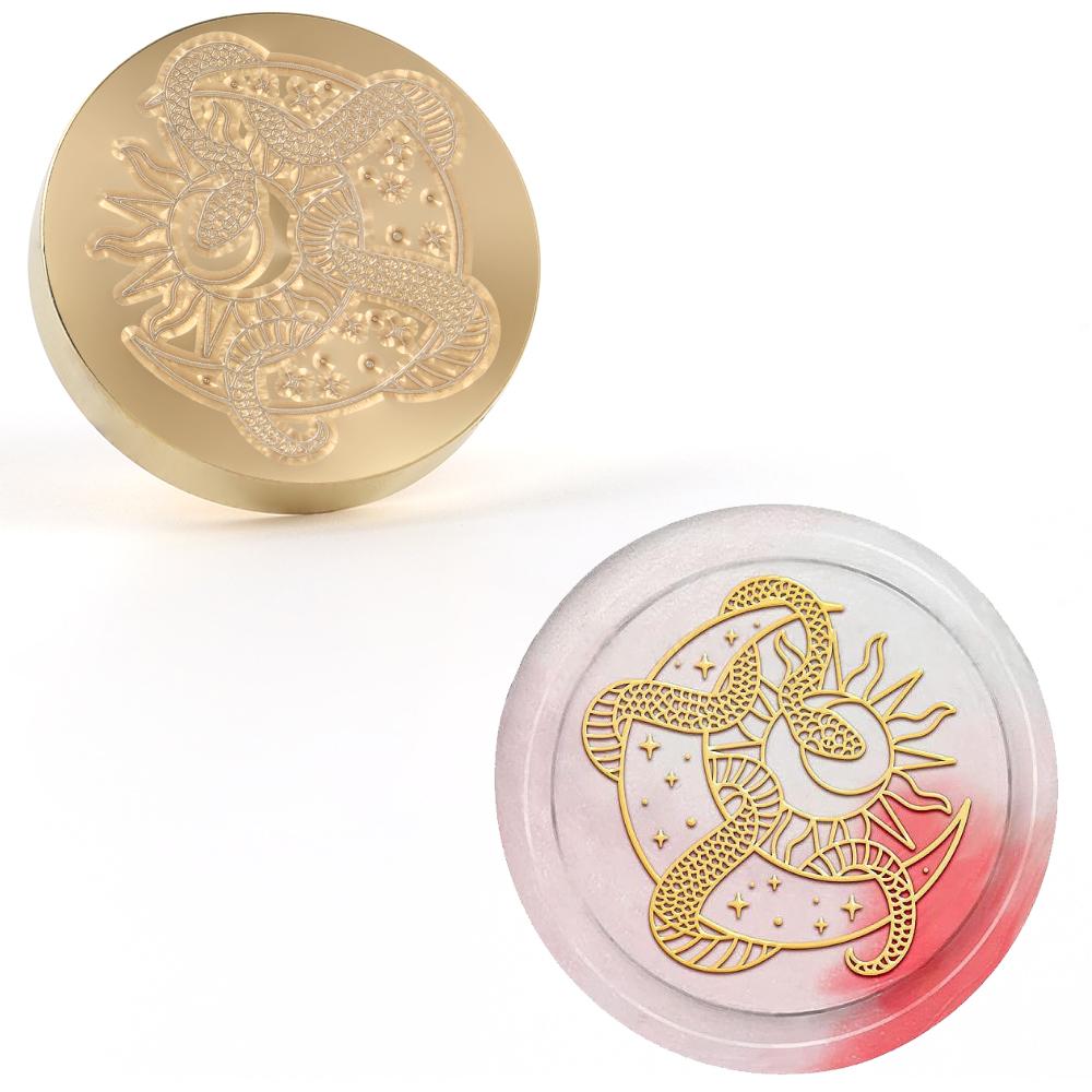 Moon Series Wax Seal Stamp, Pentagram Sealing Wax Solid Brass Stamp Heads Removable, For Decorating Notebook Invitations