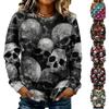 Women's Fashion Long Sleeve Halloween Print Crewneck Sweatshirt Top for Casual Wear