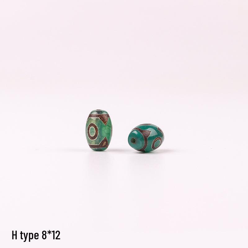 Tibetan Three-Eyed Dark Green Agate Dzi Pendant Necklace