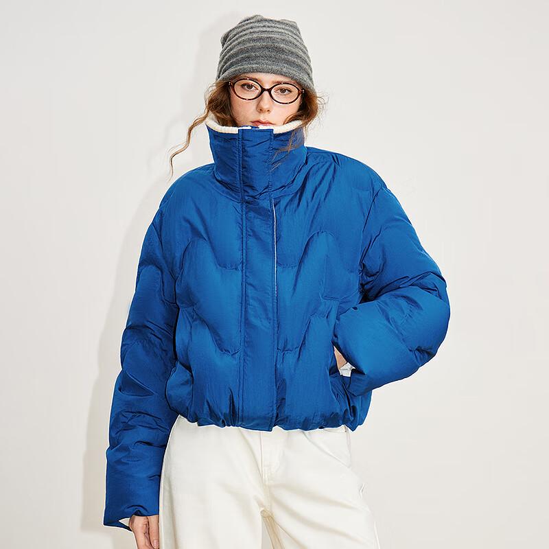 Chuyu Women's Knitted Lapel Puffy Down Jacket