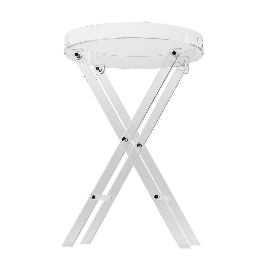 Acrylic Folding Tray Table, Acrylic End Table with Folding X Leg, Clear Acrylic Side Table for Coffee, Drink, Food, Snack Used In Living Room,