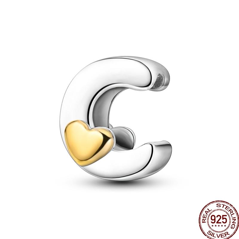 Copper 26 Letter English Alphabet Charms Beads Gold Heart Pendant Fit Original Bracelet Diy Jewelry Making As Gifts