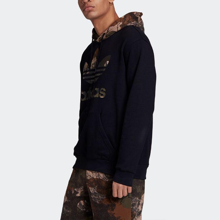 Adidas Originals Camo Block Hoodie With Trefoil Logo Print Men Hoodie Black GD5956