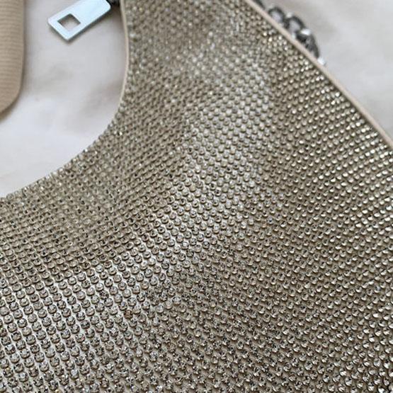 Women's Vintage Single Shoulder Bag Solid Color Casual Messenger Bag Elegant Versatile Handbag Inlaid Diamond Underarm Bag